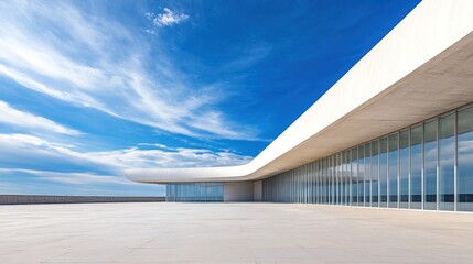 Fototapeta premium Modern Architecture against a Blue Sky: A Stunning Architectural Design
