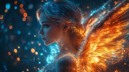 Ethereal Beauty: AI-Generated Image of a Winged Woman