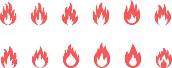 Seamless Pattern of Red Coral Fire Symbols