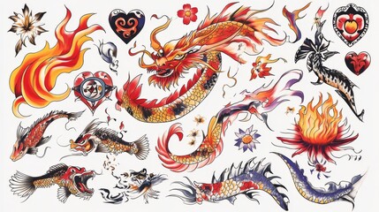 Vector Set Of Old School Tattoo Designs