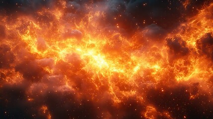 Fototapeta premium An abstract fire explosion represents danger, destruction, burning energy, inferno, thermal glow, orange flare, and chaos with a background.