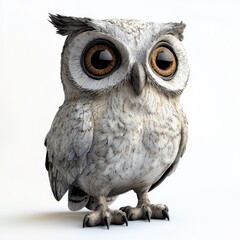 3D Owl Isolated and White Background