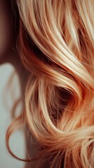 Naklejka premium Close-up of flowing, wavy hair with a soft, warm color.