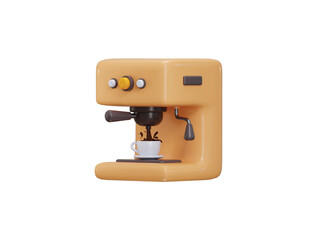Coffee machine icon on preparing fresh coffee 3d render concept of coffee maker icon vector illustration