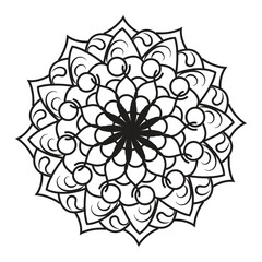 Black simple mandala pattern art for coloring books and henna design