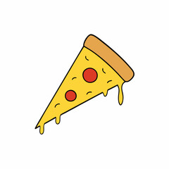 Cheesy Pizza Slice with Pepperoni Illustration on White Background