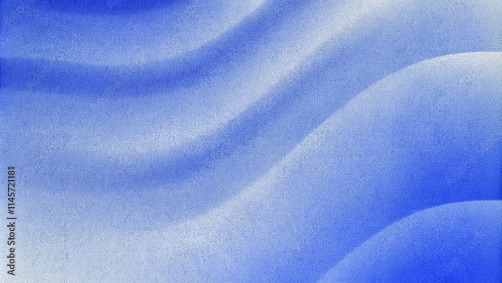 Poster dark blue black abstract grainy background, glowing vibrant color gradient wave shape, noise texture