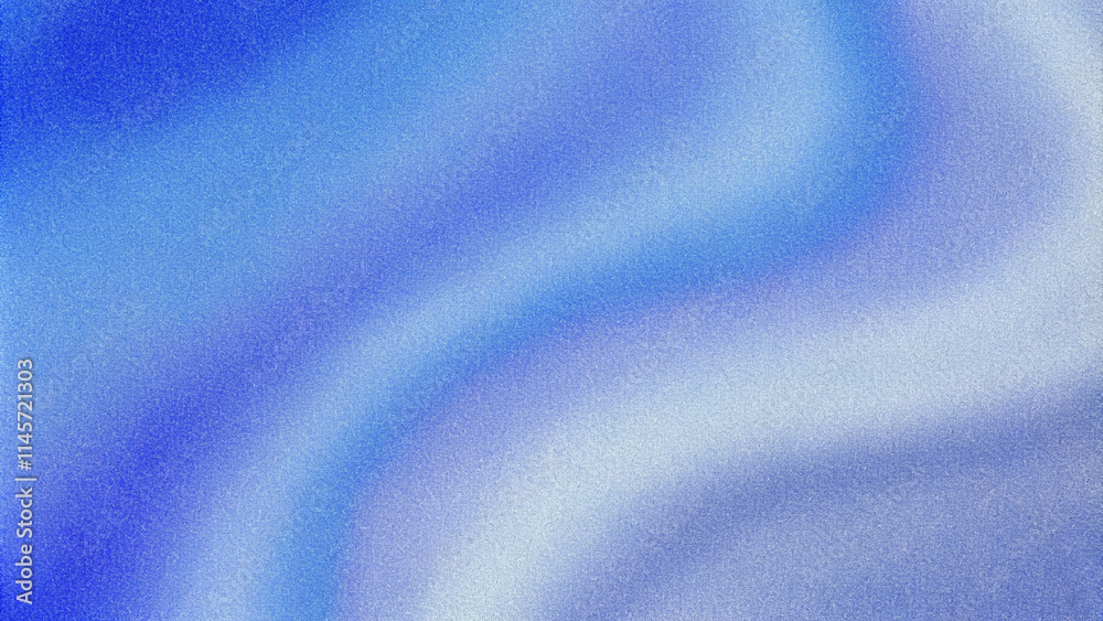 Poster Dark blue black abstract grainy background, glowing vibrant color gradient wave shape, noise texture poster header banner cover design. Abstract blurred multicolored gradient fluid background design