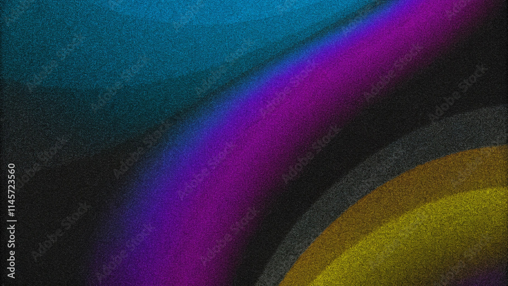 Poster dark blue purple black abstract grainy background, glowing vibrant color gradient shape, noise textu