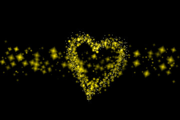 Goldenes Herz-Glitter auf Bokeh-Glitter-Licht-Hintergrund