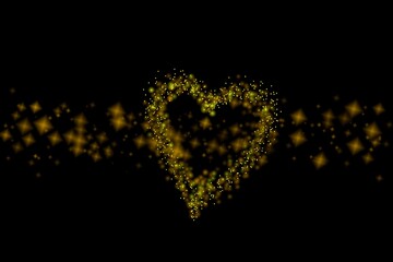 Goldenes Herz-Glitter auf Bokeh-Glitter-Licht-Hintergrund
