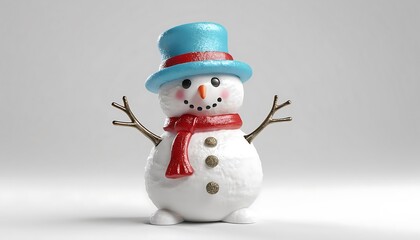 Fototapeta premium Charming Snowman: A Festive 3D Render with Whimsical Style
