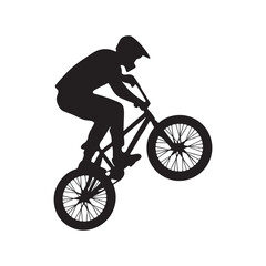 Obraz premium Silhouette cycle vector on white background