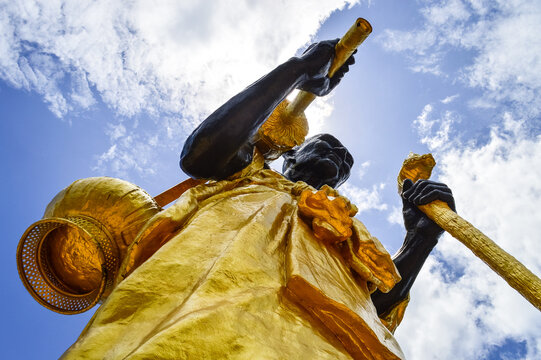 Large Buddha Statue Outdoors, Symbols of Buddhism, South East Asia at Mae Takrai Temple, Mae-On Chiangmai, Northern Thailand
