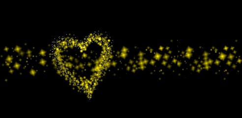 Goldenes Herz-Glitter auf Bokeh-Glitter-Licht-Hintergrund