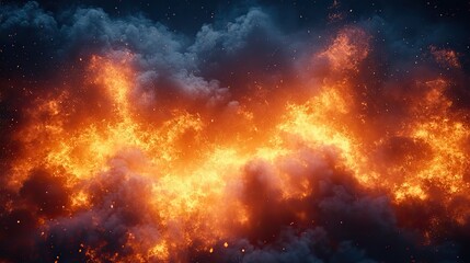 Fototapeta premium An inferno of fire and smoke represents danger, destruction, and burning energy, creating an abstract explosion.