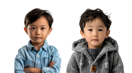 Portrait of children going to school isolated on white background	