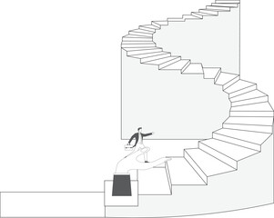 Concept of helping businessman go higher, business growth and teamwork