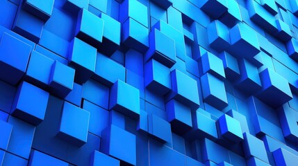 Abstract Blue Cube Composition: A 3D Digital Art Piece