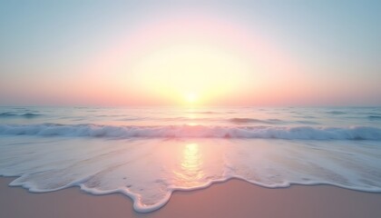 Fototapeta premium Serene Sunset Beach Ocean Waves Tranquil Sunrise Coastal Calm