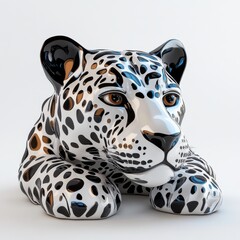 Naklejka premium 3D Leopard Isolated and White Background