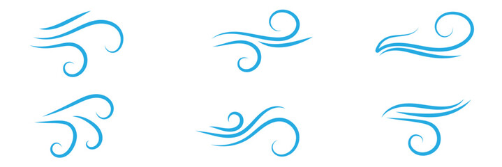 Doodle wind line sketch set. Hand drawn doodle wind motion, air blow, swirl elements. Sketch drawn air blow motion, smoke flow art, abstract line.