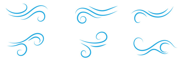 Doodle wind line sketch set. Hand drawn doodle wind motion, air blow, swirl elements. Sketch drawn air blow motion, smoke flow art, abstract line.