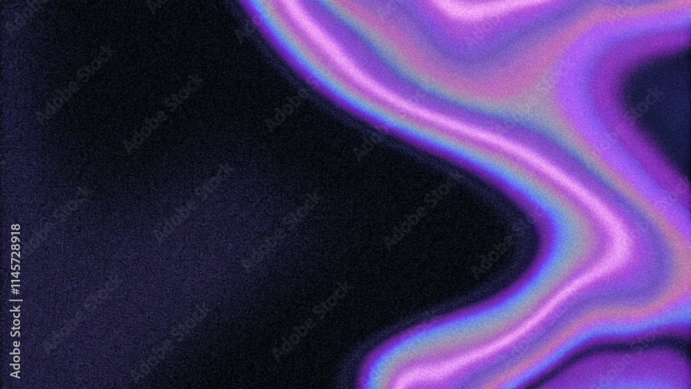 Poster dark purple blue black abstract grainy background, glowing vibrant color gradient shape, noise textu