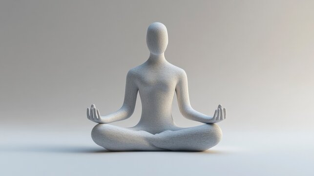 Serene Stone Figure Meditating in Minimalist Setting