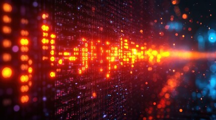 Obraz premium Abstract digital waveform visualization with glowing elements.