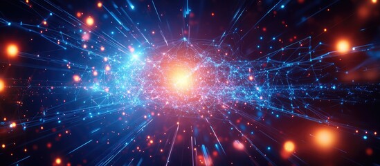 Abstract visualization of data processing with mathematical equations and network connections representing advanced business data storage technology.