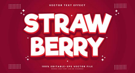 Strawberry fruit editable text effect Template Suitable for fresh fruit theme