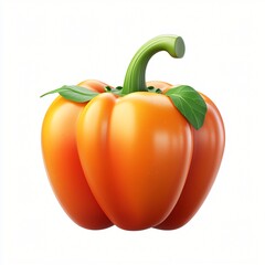 Fresh Orange Bell Pepper Healthy Vegetable Isolated Food Photo