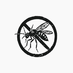 Fototapeta premium Mosquito warning prohibited sign isolated on white background. Black silhouette Anti mosquitoes sign. Vector illustration