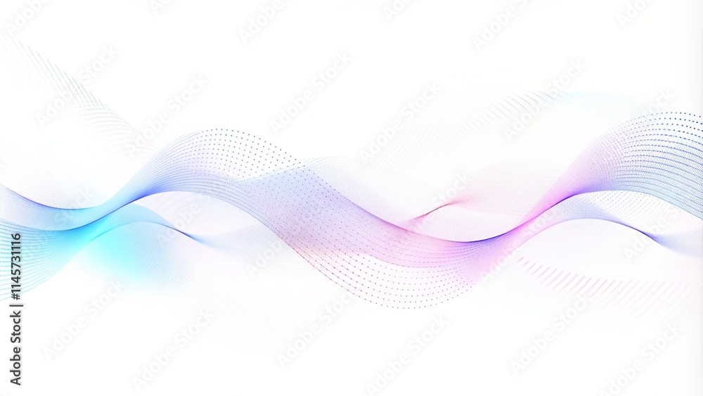 Aufkleber Flowing particles form waves, a gradient light pattern. Modern technology background. Horizontal particle waves in a halftone gradient. Abstract dots forming a flowing wave pattern