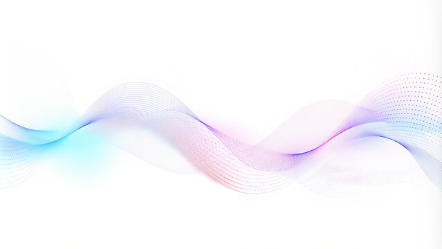 Flowing particles form waves, a gradient light pattern. Modern technology background. Horizontal particle waves in a halftone gradient. Abstract dots forming a flowing wave pattern