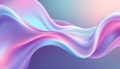 Fototapeta premium fluid representation of iridescent holographic waves, shifting colors in motion, creating an enchanting and dynamic background. An abstract representation of a holographic metal blob