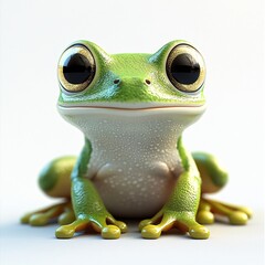 Adorable Cartoon Frog Cute Amphibian Big Eyes Green Happy Nature