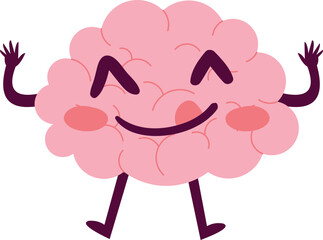 Cute Brain Character Illustration
