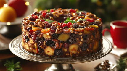 cake with berries and nuts