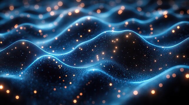Blue background pattern with waves, representing a modern system, cloud computing, innovation connection, database, software, dots with information technology, and futuristic design.