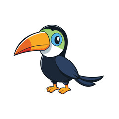 Obraz premium Ara parrot in cartoon style for children's postcards, posters and other in cartoon style on white background. 