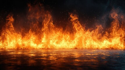 High resolution fire flames against a dark backdrop for visual effects and compositing in digital art and design projects