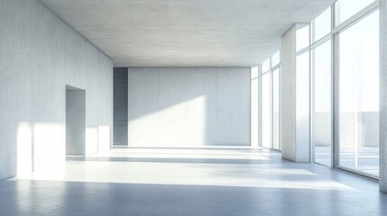 Obraz premium Modern Minimalist Interior Design: Sunlit Concrete Room