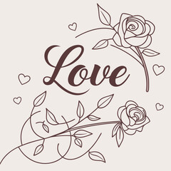Love typography with rose floral accents.
