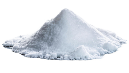 Pile of white snow, frosty and cold, isolated on transparent background, cut out.