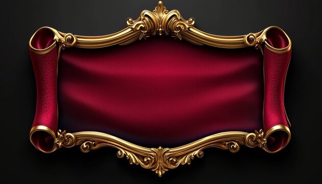 Elegant Gold Frame with Red Velvet Scroll Detailing