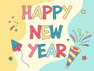 Happy new year greeting card. Vector illustration.