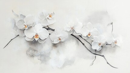 Elegant arrangement of Thai white orchids on a soft white background showcasing natural beauty and delicate floral artistry.