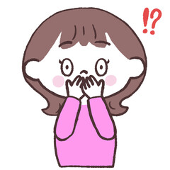 驚く女性正面イラスト